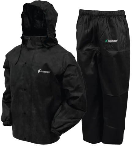 FROGG TOGGS Men's Standard Classic All-Sport 3-Layer Waterproof Breathable Rain Suit, Black/Black, X-Large
