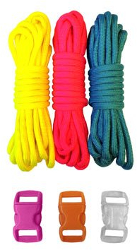 PARACORD PLANET Survival & Emergency Paracord Armband Kits (Cobra Braid Anleitung enthalten) Einzigartige Kits 3 Neons