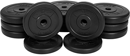 GYRONETICS® Hantelscheiben - 30 kg Set : 2x5. 2x10 oder 2x5, 6x2,5, 4x1,25 kg Gewichte, 25 mm Bohrung, Kunststoff - Gewichtsscheiben, Hantelscheiben-Set, Hantelset