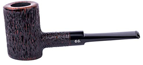 Tobacco Pipe, Poker Series Self-Standing Briar Pipe, Handcrafted Italian Briar Root, Ebonite Mouthpiece, Metal Cooling Filter (Rust)