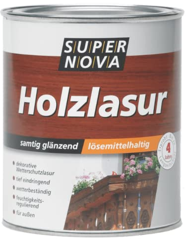 Super Nova Holzlasur Samtig Glänzend 2,5 liter, Farbe:Teak'
