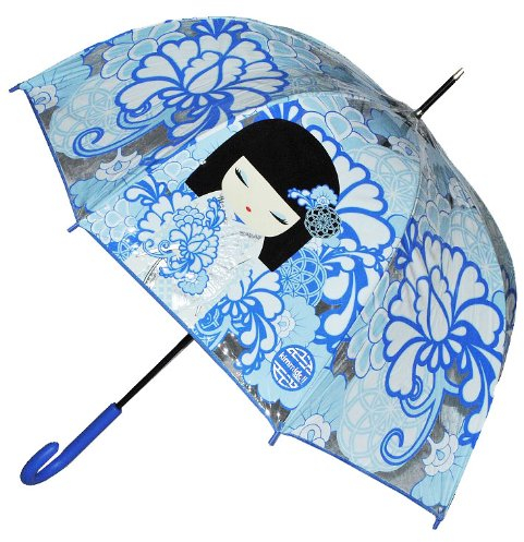 alles-meine.de GmbH Regenschirm - Kimmidoll Japanisches Mädchen blau - ø 90 cm - Schirm - durchsichtig/transparent Glockenschirm Stockschirm für Damen Mädchen Erwachsene bunt P..