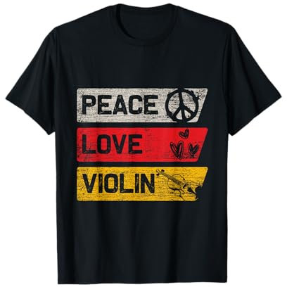 Peace Zeichen Liebe Geige Violine T-Shirt