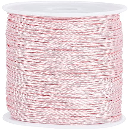 PandaHall ca. 45 m/Rolle 0.8 mm Nylonfaden Nylonschnur Rosa Nylon Schmuckschnur für benutzerdefinierte gewebt Schmuck Machen