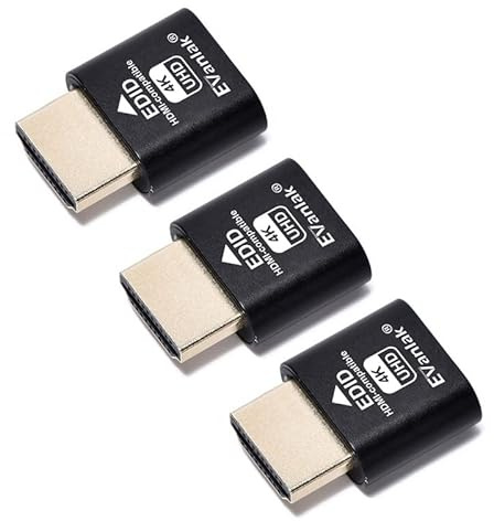 EVanlak HDMI Dummy Plug Headless Ghost Display Emulator Premium Aluminum PC（Fit Headless-3840x2160@60H New 3RD）-3Pack