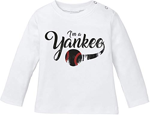 EZYshirt® I`am a Yankee Baseball Shirt T-Shirt Baby Langarm Bio Baumwolle
