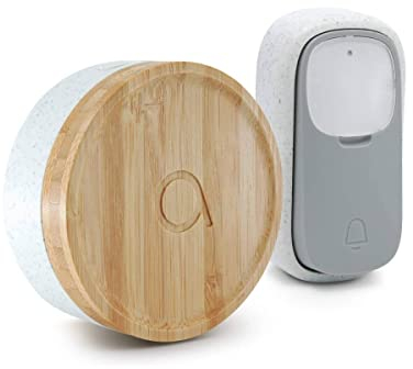 Avidsen - Carillon - Bamboo, Carillon écologique, sans Fil et sans Pile, Portée de 150m, avec réglage Volume, Fonctionne en Auto Alimentation, Bois - 102498