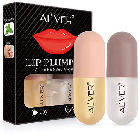 Lip Plumper Gloss Filler naturale, Contiene lucidalabbra diurno e notturno - Ottimizzatore di lucidalabbra chiaro per labbra piene e idratate Volumizza, idrata
