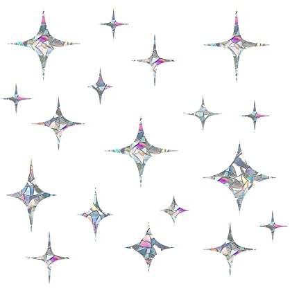 EACILLES Cross Star Window Stickers for Bird Strikes, Stop Birds from Hitting Windows, Glass Awareness Decals for Windows, Anti Collision Rainbow Decals, 36 Pieces