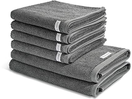 Ross - 6 teiliges Frottier-Set - Selection Bio-Baumwolle (4 X Handtuch 2 X Duschtuch im Set) - 540 g/m2 - Baumwolle - Frottee - saugstark - weich und flauschig - Schiefer