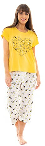 Suzy & Me Womens 100% Cotton Jersey Short Sleeved Cropped Leg Pyjamas