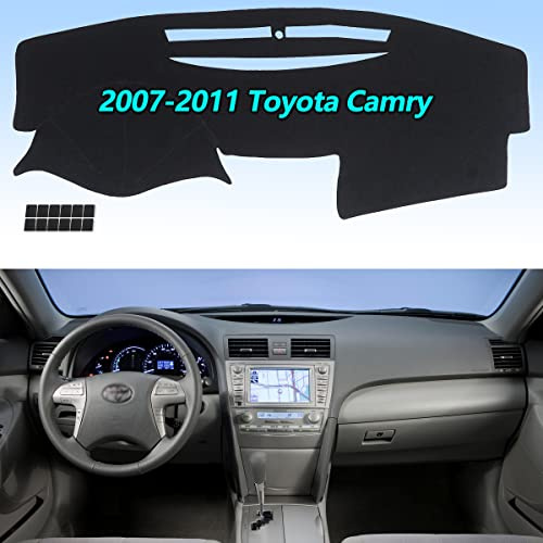 AUQDD Dashboard Cover Mat Fit for 2007 2008 2009 2010 2011 to-yota Camry, Black Flannel Dash Mat, Anti-Glare, Anti-Reflection, No Peculiar Smell - Only Fit for Left Hand Drive