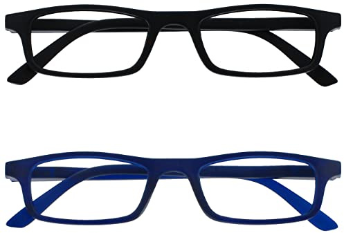 OPULIZE Ted RR17 Lot de 2 lunettes de lecture à monture étroite et légère pour homme et femme avec charnières à ressort résistantes aux rayures