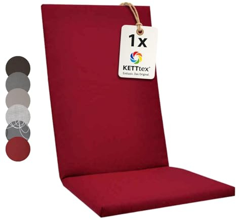 KETTtex EXKLUSIV Auflage Hochlehner rubinrot I Gartenstuhl Polster 123x50x4cm I hochwertige & Pflegeleichte Sesselauflage I Wetter- & formbeständige Stuhlauflage I KTH2 Sitzauflage