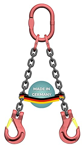 AWOTEX Zweistrang-Kettengehänge 10 mm GK 8 I 3 m Lange Anschlagkette für die Baustelle I Bagger-Zubehör I Traglast 4250kg (0°-45°) & 3150kg (45°-60°) nach EN818-4 I Kettengehänge 2-Strang