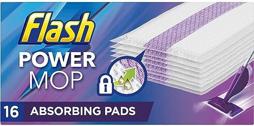 Flash Power Mop Refills with 16 Pads Floor Cleaning Absorbing Lock Home Surface Pad Multi-Surface