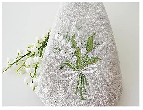 Stoffservietten Blume bestickte Leinen Look Servietten, Tischsets, Tischmatten, Hotel, Restaurant 40x40cm Besteckservietten