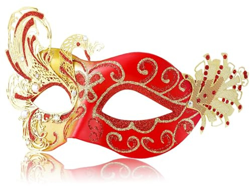 MYSEUNI Masque vénitien en métal pour femme Motif paon Pour Mardi Gras, fête costumée, carnaval