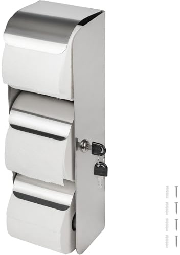 Desyeryamimi Kommerzieller Toilettenpapierhalter, Toilettenpapierspender mit Schloss, 3 Rollen, Edelstahl, Toilettenpapierspender, Wandhalterung, Doppelrollen-Toilettenpapierhalter für