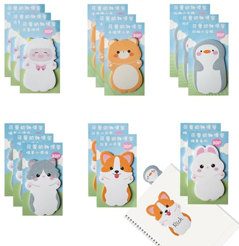 TAIHOBO 540 Blätter Panda Haftnotizen Klebezettel, 18 Stück Süße Cartoon Selbstklebend Sticky Notes Aesthetic, Wiederaufklebbar Notizzettel, für Büro Schule Haus Kühlschrank To Do Liste (Tier)
