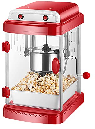 Generic Popcorn Machine Vintage Professional Popcorn Maker Healthy Fat Free Hot Air Popped Theater Style Healthy Pop Corn Popper with Nonstick Kettle for Home Use Party