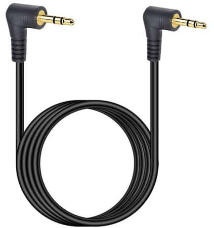 HUHANGGod Cavo audio AUX da 2,5 mm, a doppio angolo di 90 gradi, 3 poli, da maschio a 2,5 mm, da maschio a maschio subminiaturizzato per cuffie, jack per cuffie, placcato oro (1,8 metri)