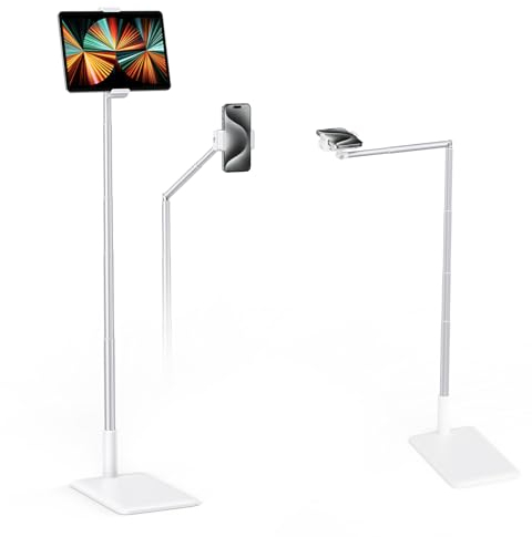 CAMOLO Tablet Floor Stand, Overhead Shot, Extendable Phone Holder,360° Angle Adjustable Phone Stand for iPad, Kindle, iPhone, gym, bed, eBook reader Or Other (4.7''-11'') Screen Devices
