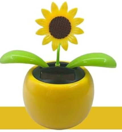 SquarezhenBo Yellow Solar Powered Dancing Flower, Plastic Solar Dancing Flowers Shaking Head Car Ornaments Solar Powered Car Toy for Car Office Desk Decoration