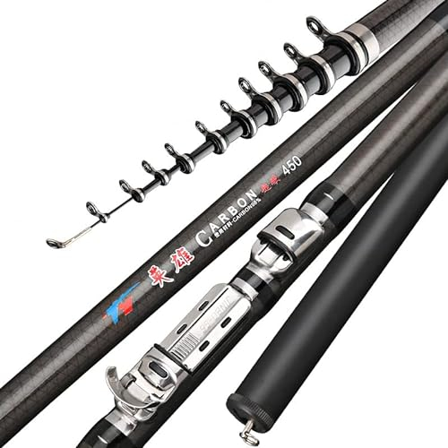 QAINKUN Angelrute 2. 7m 3,6 m 4,5 m 5,4 m 7,2 m Carbon Teleskope Felsfischerstange Ultra -Lichtstange Karpfenfischereisen Reisen Ozeangussgussstange Angelruten(6.3 m)