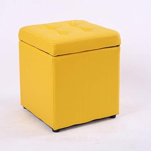 Ottoman Fußstütze Hocker Sitz Mit Aufbewahrungsbox Quadratischer Fußhocker Pouf Tragbarer Fußhocker Für Wohnzimmer Schlafzimmer/Gelb/30 * 30 * 35Cm