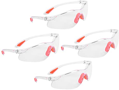 GOOHOCHY Gafas De Seguridad Transparentes De 4 Piezas, Lentes De Policarbonato Reforzado, Protección Resistente a Rayones, Diseño Ligero Para Trabajo y Construcción