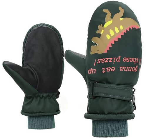 PONCEAU Fäustlinge Kinder Wasserdicht Handschuhe Skihandschuhe schneehandschuhe für 2-10 Jahre Mädchen Jungen Winterhandschuhe PU Palme Winddichte Warm Fleece Skifahren Snowboard Reiten Laufen