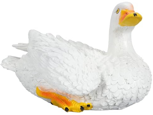 Fuerdich Gartendekoration Ente aus Kunstharz handbemalt, Garten Dekoration Gartendekoration für außen Wintergarten Dekoration Garten Figur aus Kunststein Kunstharz-Enten für Garten