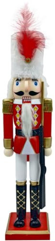 Katutude Casse Noisette en Bois Figurine, Casse-Noisette de Noël en Bois de 39.5cm Casse-Noisette Père Noël Soldat Chiffres de Casse-Noisette Traditionnels de Noël Grand Decoration Noël Interieur