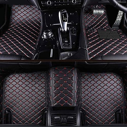 YSOLDA Auto FußMatten füR MG ZS 2017-2023, Leder Vollabdeckung Autoteppich Wasserdichtes rutschfeste Allwettermatte Innere ZubehöR,C/Black-red