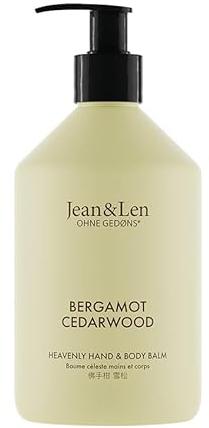 Jean & Len Heavenly Hand- & Body Balm Bergamot & Cedarwood, für ein duftendes Pflegeerlebnis, mit Bio-Arganöl und Sheabutter, Hochwertige Flasche, ohne Parabene & Silikone, 500 ml