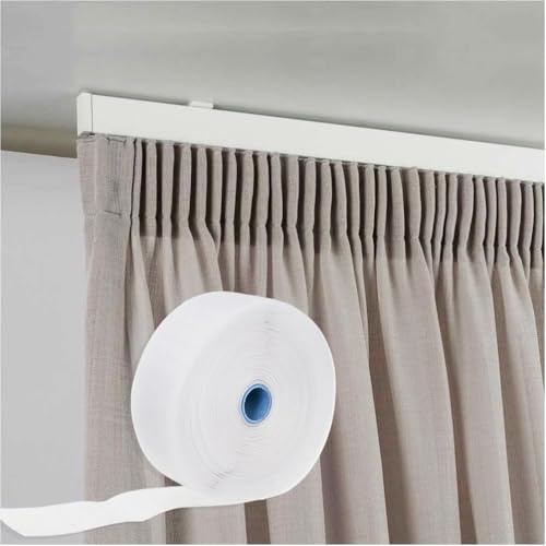 Byour3 - Bandes de Rideaux Frisé - Ruban à Friser pour Rideaux Blancs Bandes d'Ourlet de Rideau Intérieur avec Multi-Poches pour Crochets Tente en Plastique Rideaux Froncés (Classique 7cm, 5 mètres)