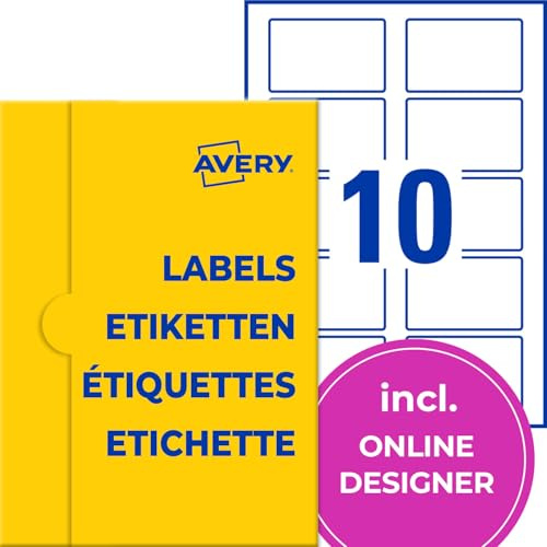 AVERY Zweckform P3462-50 Universal Etiketten (500 Klebeetiketten, 80x50mm auf A4, Papier, bedruckbare Produktetiketten, selbstklebende Marmeladenetiketten, individuelle Aufkleber) 50, weiß