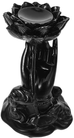 Cabilock Lotus Buddha Hand Crystal-ball Holder Sphere Display Stand Resin Crystal Ball Support Base for Desktop Display