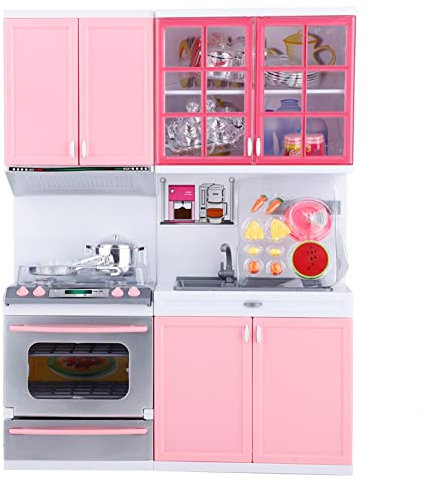 Mini Ensemble de Jouets de Cuisine pour Enfants, Jouets de Jeu de rôle de Cuisine avec Son et lumière, Comprenant Four, Micro-Ondes, Lave-Vaisselle, évier, pour Filles, sûr et