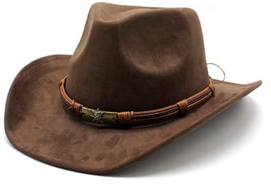 Wovella Cowboy Hat for Women and Men Cowboy Hat Wide Brim Outdoor Suede Hat Classic Faux Leather Cowboy Hats for Men and Women Perfect for Cowboy Outfit Outdoor