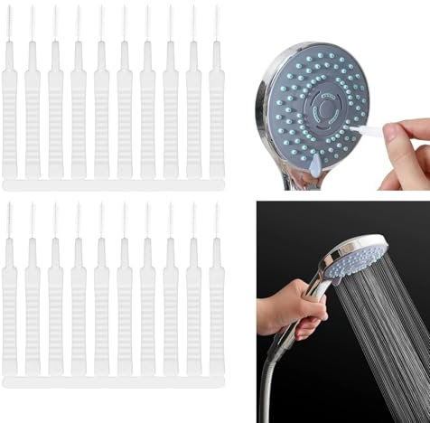 JUWTEEI Brosse de Nettoyage pour pommeau de Douche, Nettoyeur de pommeau de Douche avec Poils en Nylon, poignée antidérapante, Brosse de Nettoyage Multifonction pour Buses de Salle de Bain à Domicile
