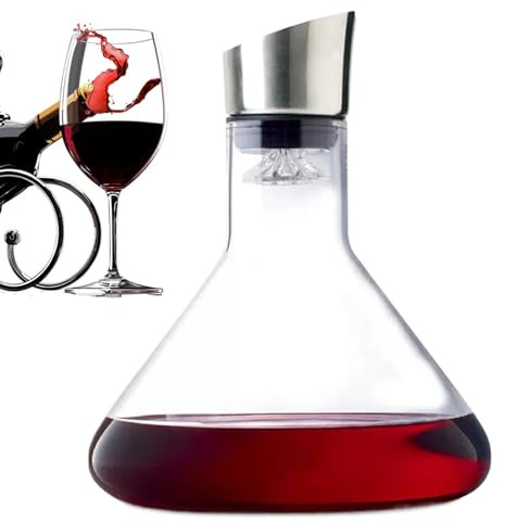 Decantador de vino con aireador, 1500 ml Glass Wine Breather Decanter with Dispenser, Hand Held Wine Aireador for Red and White Wine, Premium Wine Aerator for Better Taste and