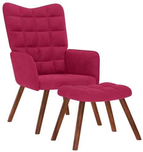 vidaXL Relaxsessel mit Hocker Weinrot Samt