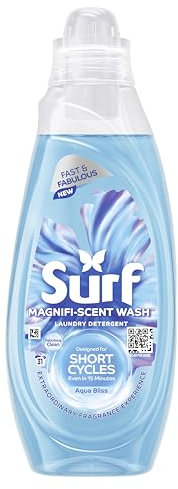 Surf Magnifi-Scent Wash Aqua Bliss Laundry Liquid Washing Detergent For Short Cycles Fast and Fabulous Fragrance 837 ml (31 Washes)
