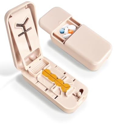 tablettenteiler，tablettenteiler für alle tabletten,Tragbarer Tablet-Cutter mit Aufbewahrungsfach und scharfen Klingen，Bequem zu tragen. (1 Pink)