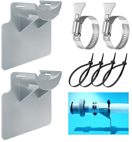 Supporti Tubi Piscina 2 Pezzi Raccordi per Piscine Supporti Tubi Flessibili Supporto Accessori Universali con Fascetta Stringitubo per Piscine Fuori Terra (Grigio)