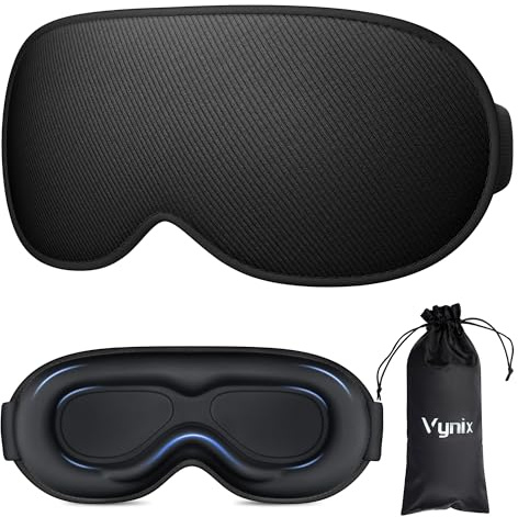 Vynix Schlafmaske für Männer und Frauen, 100 % Verdunkelung, Augenmasken für Schlaf, Null Druck, 3D-Schlafmaske, verstellbare lichtblockierende Augenabdeckung Augenbinde für Reisen, Nickerchen