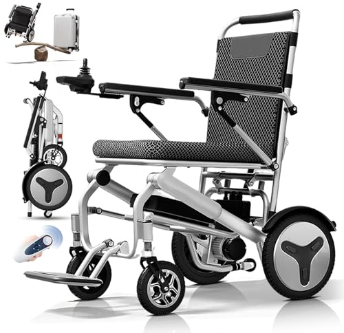 ZQHQKJ 2025 Neu Elektrorollstuhl, faltbar und ultraleicht (nur 14,9 kg), mit Fernbedienung – tragbarer Reise-Rollstuhl (Flugzeugzulassung) für Wohnung/Indoor, ideal für Senioren,12A