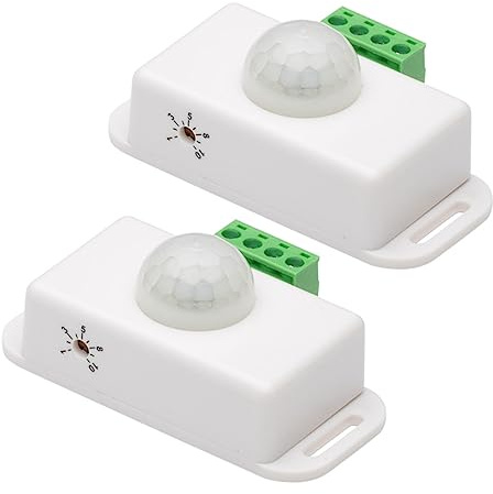 LIFKOME Modulo Di Rilevamento Movimento a Infrarossi 12-24v Per Illuminazione Armadi e Ingressi, Controllore Timer Da 12 Volt, Set Da 2 Pezzi Bianco, Attivazione Automatica Per Risparmio Energetico